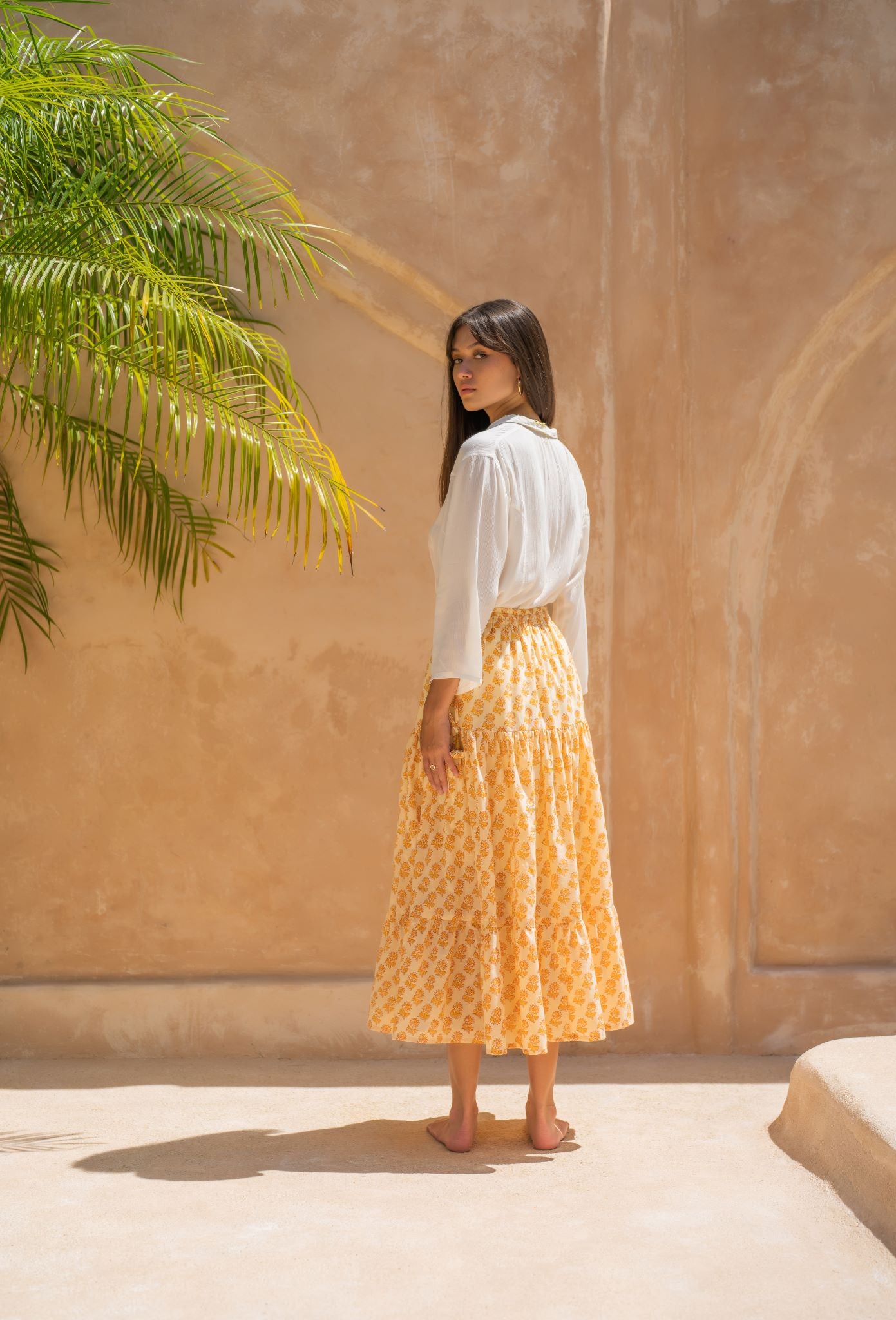 DIYA gathered skirt in sunburst