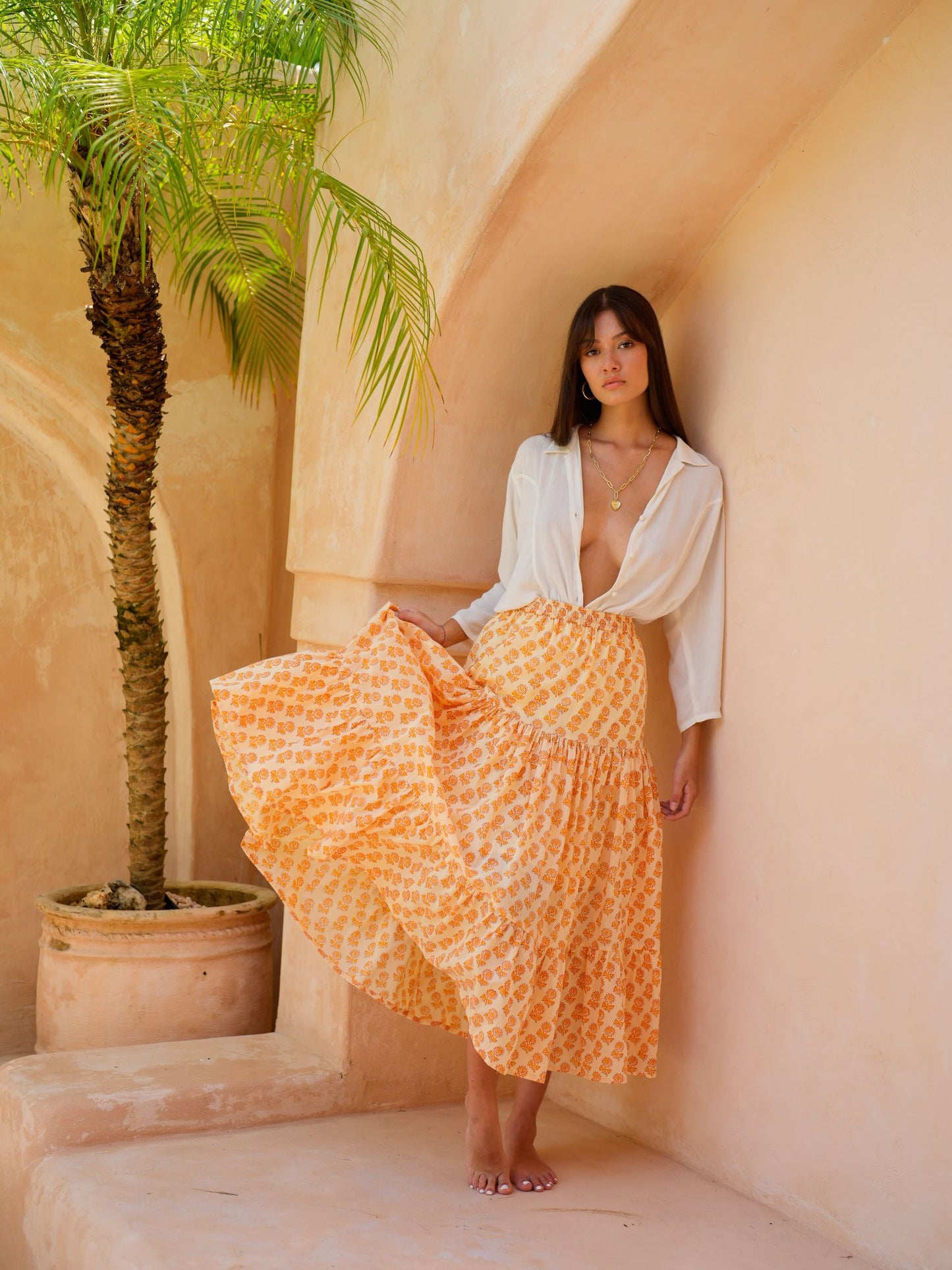 DIYA gathered skirt in sunburst