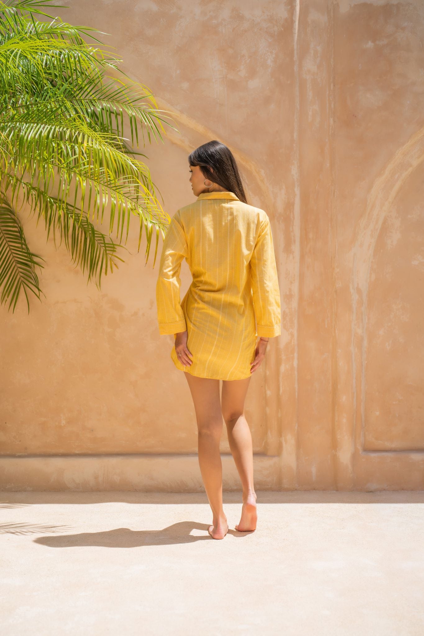 RANI Tie front shirt dress - Sunflower