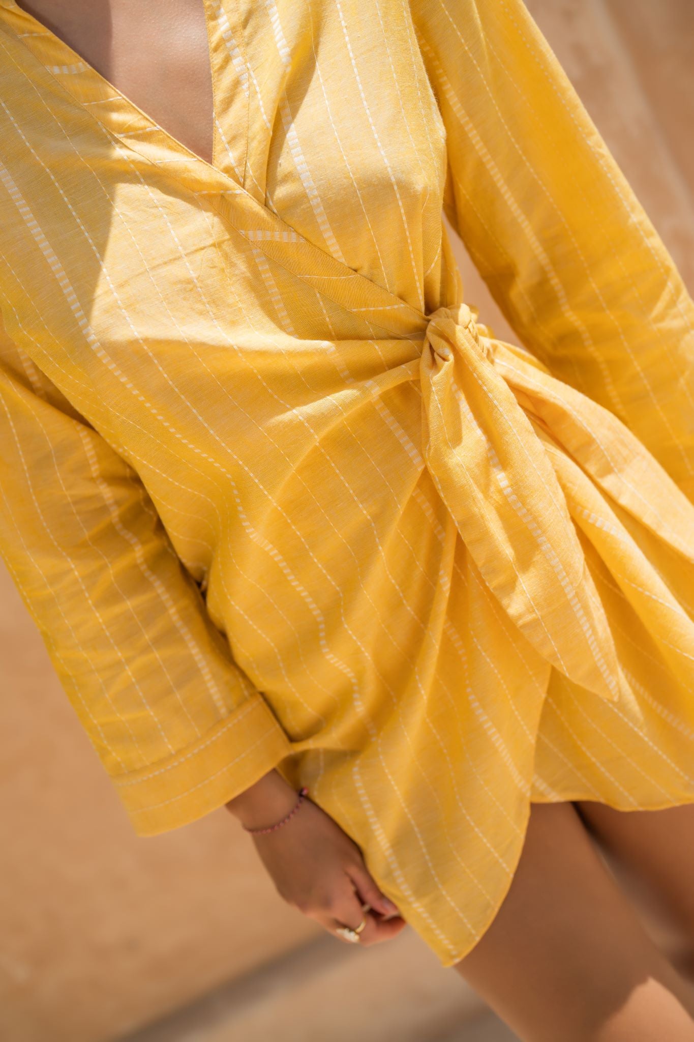 RANI Tie front shirt dress - Sunflower